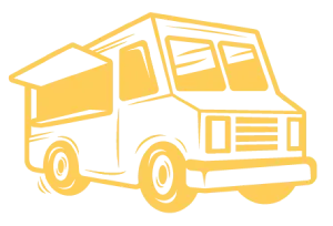 Hungry Hollow food truck park in Austin brand icon yellow outline