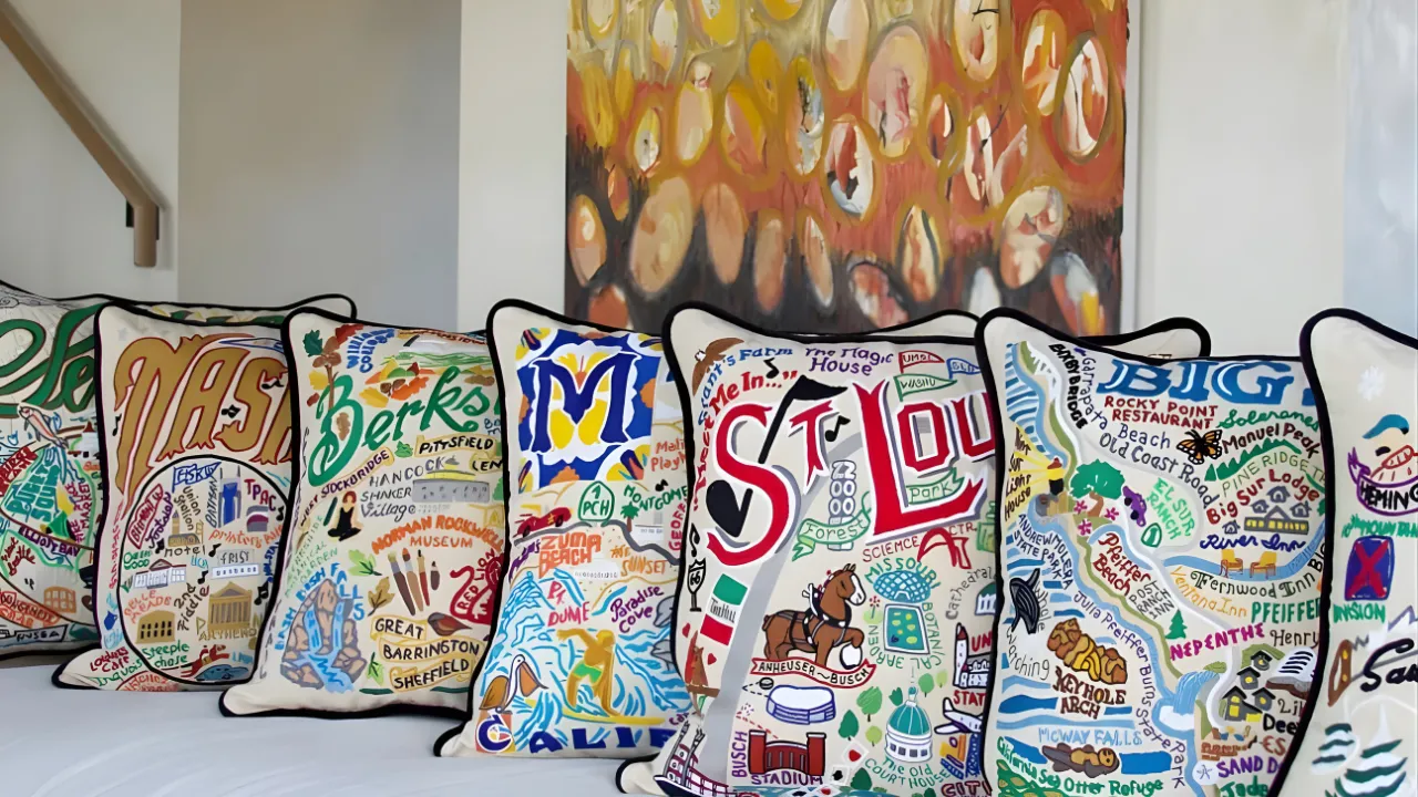 Illustrated State and City Map Throw Pillow Collection